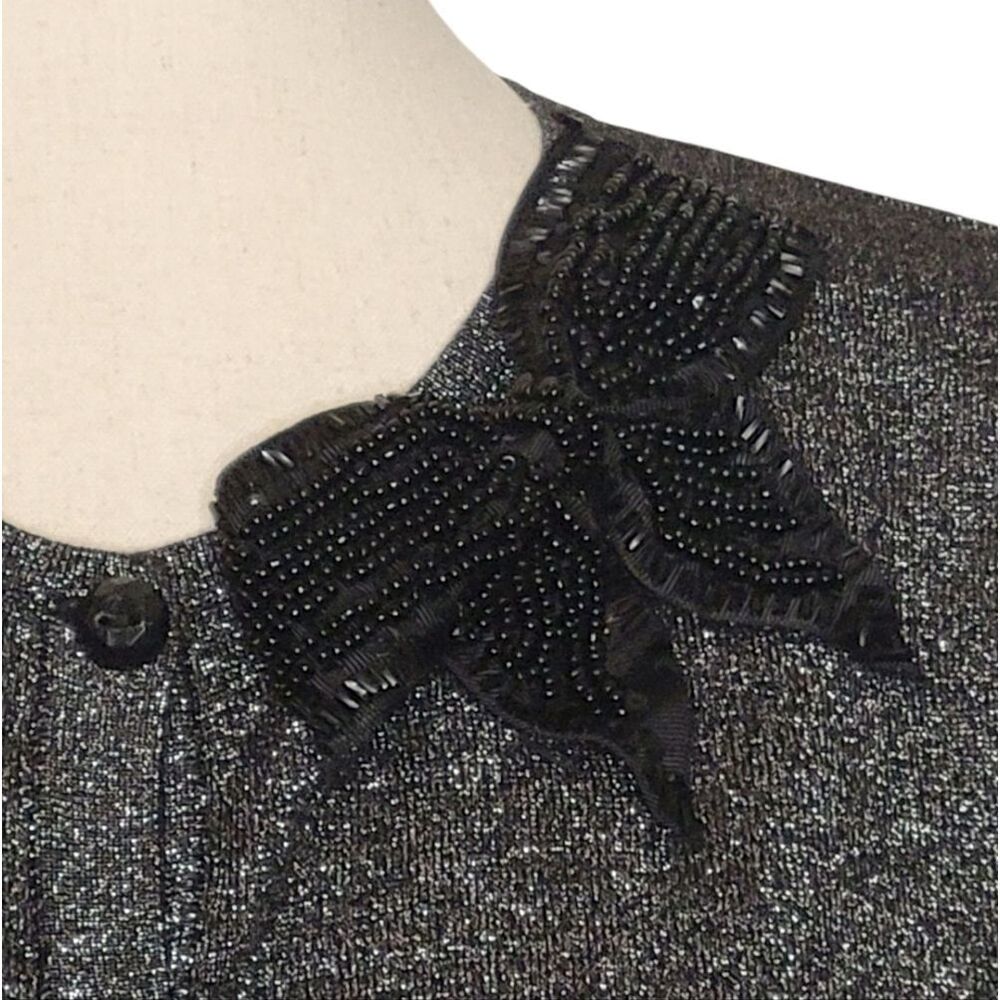 August Silk Black Sparkle Beaded Bow Accent 3/4 Sleeve Sweather Size XL - Picture 7 of 11